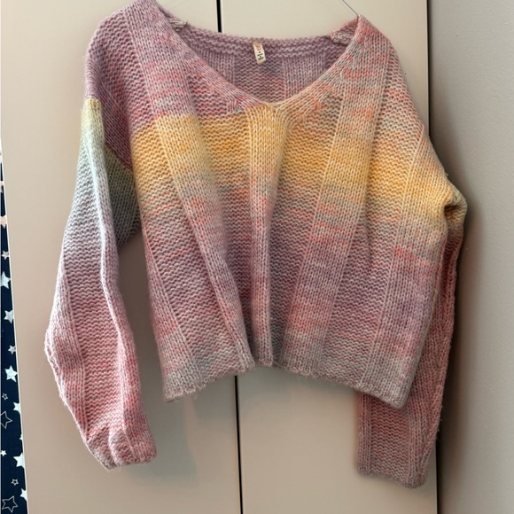 Anthropologie Pastel Striped V-Neck Sweater - Picture 3 of 3